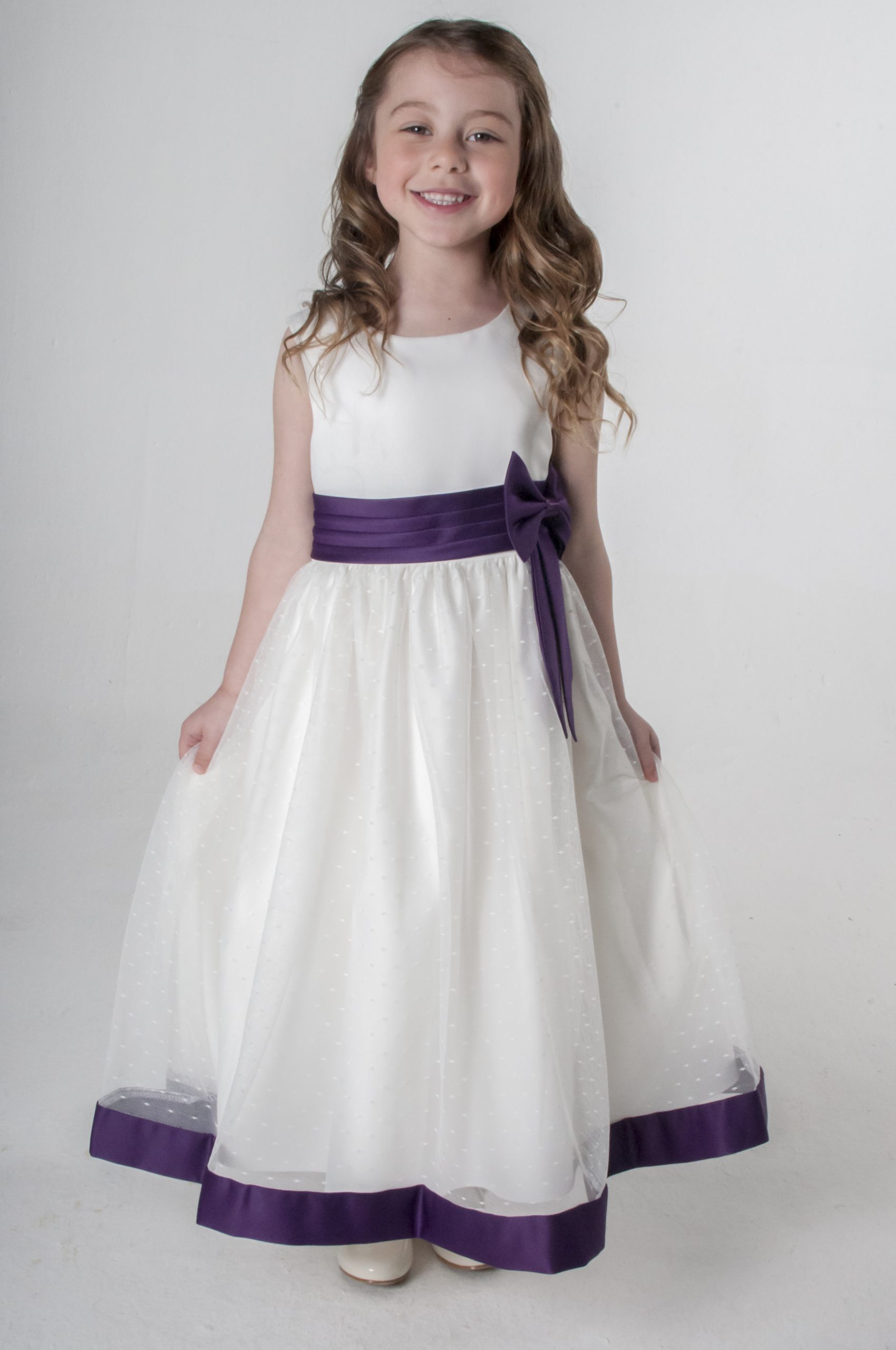 Visara Bow Dress in Purple V340 | Little Giants Ltd