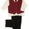 Vivaki 4 Piece Dobby Suit in Wine-50