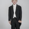 Vivaki 5 Piece Black Tail Suit in Cream-458