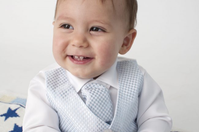 Boys Vivaki Checked Christening Suit in Blue-501