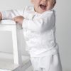 Boys Vivaki Paisley Christening Suit in White-0