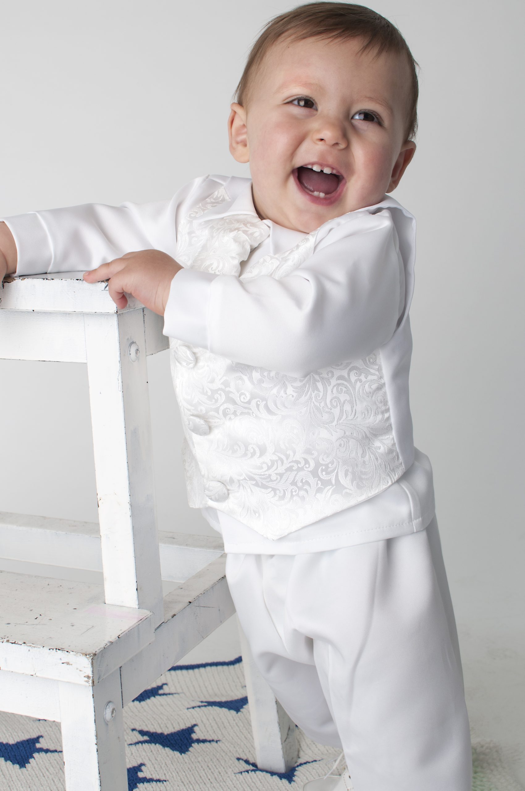 Boys Vivaki Paisley Christening Suit in White | Little Giants Ltd