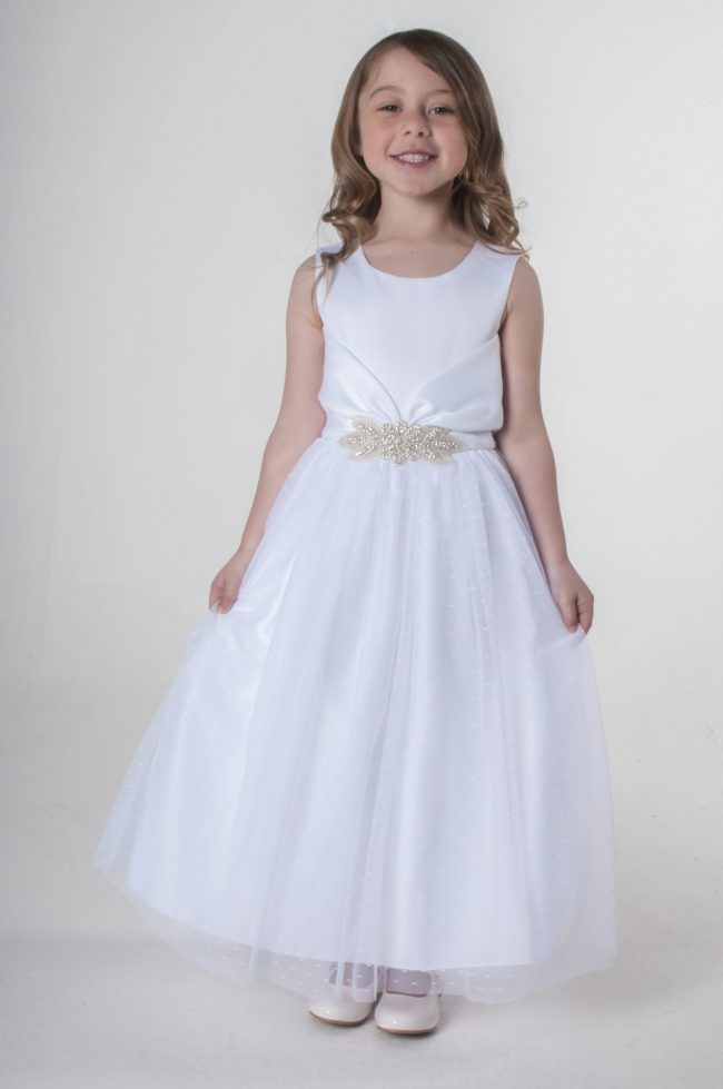 Visara Broach Dress In White V341-0