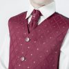 Vivaki 4 Piece Dobby Suit in Wine-386