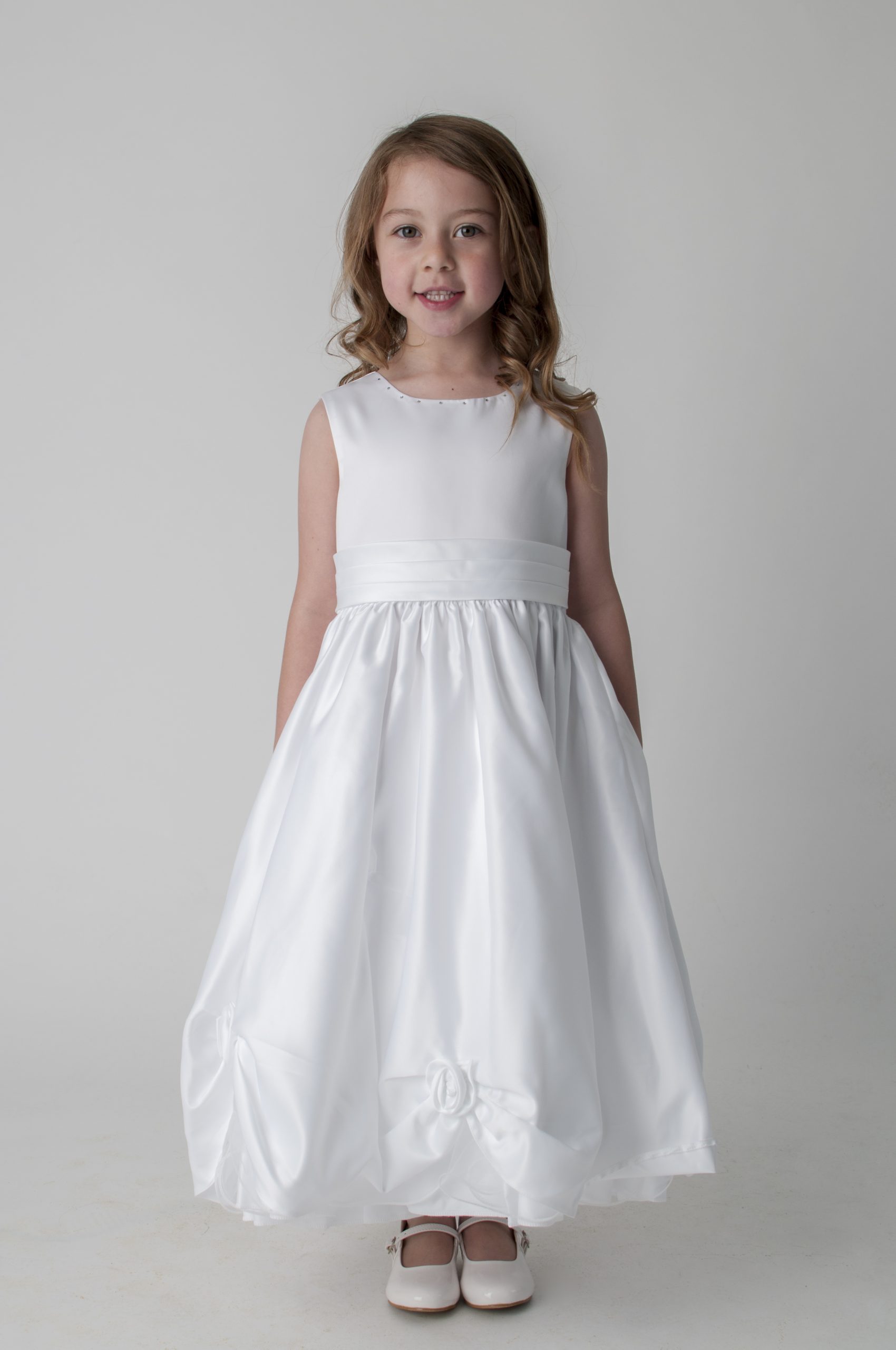 Visara Rosebud Dress In White W325 | Little Giants Ltd