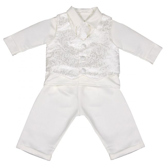 Boys Vivaki Paisley Christening Suit in Ivory-0