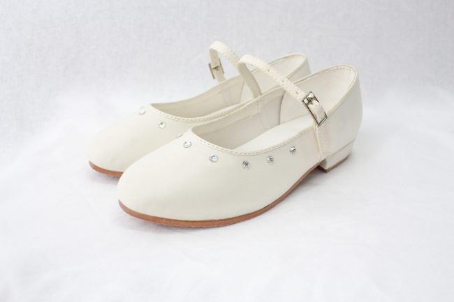 Girls Visara Satin Shoes in Cream-0