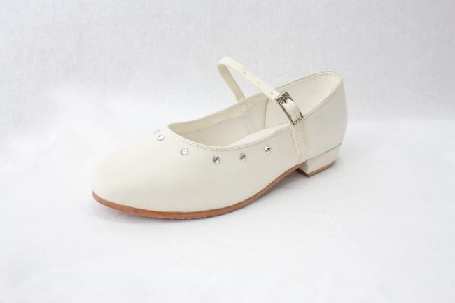 Girls Visara Satin Shoes in Cream-952