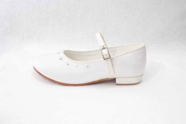 Girls Visara Satin Shoes in White-941