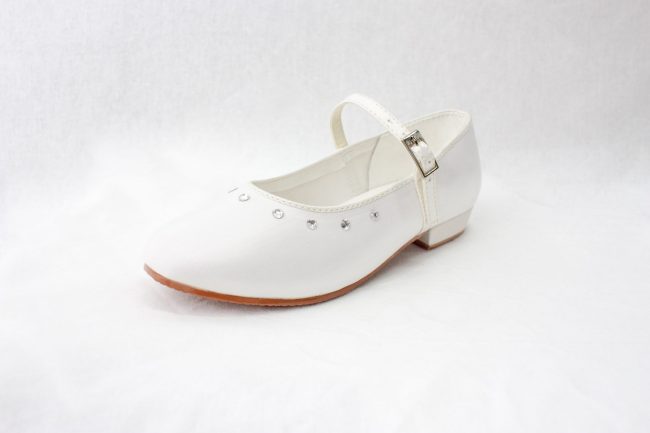 Girls Visara Satin Shoes in White-944