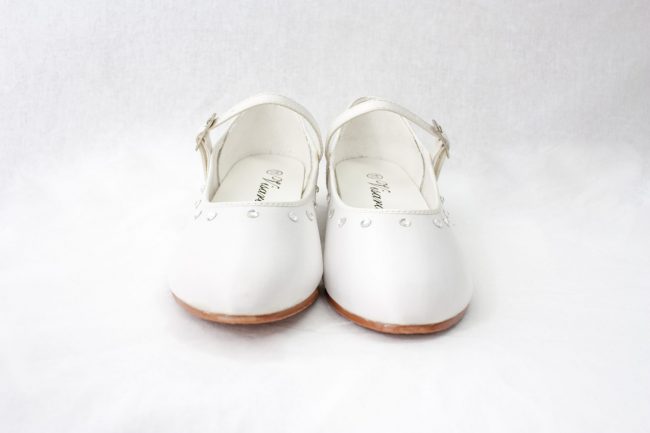 Girls Visara Satin Shoes in White-945