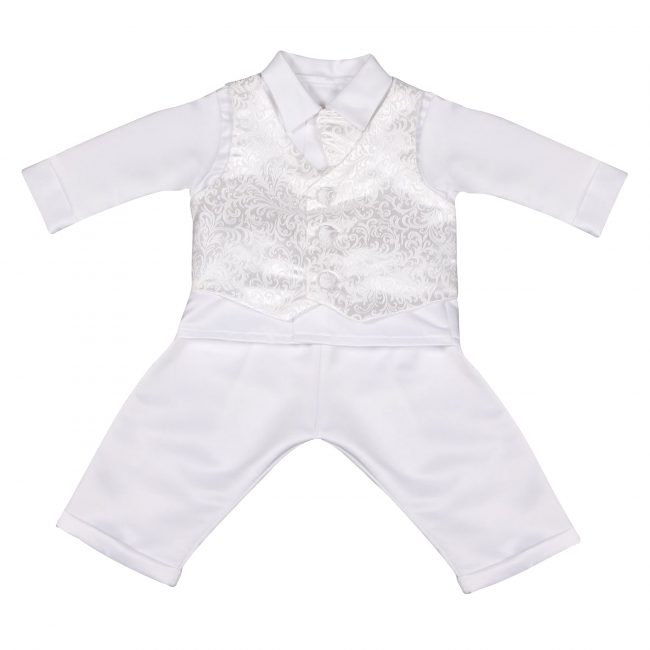 Boys Vivaki Paisley Christening Suit in White-95