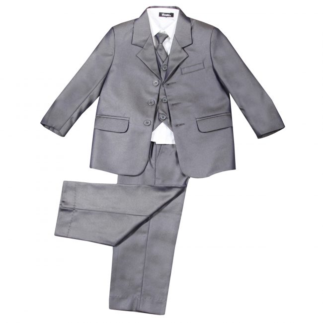 Vivaki 5 Piece Shiny Suit in Grey-160