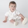 Boys Vivaki Diamond Christening Romper in Ivory-581