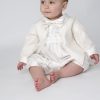 Boys Vivaki Diamond Christening Romper in Ivory-0