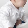 Boys Vivaki Paisley Christening Romper in White-554