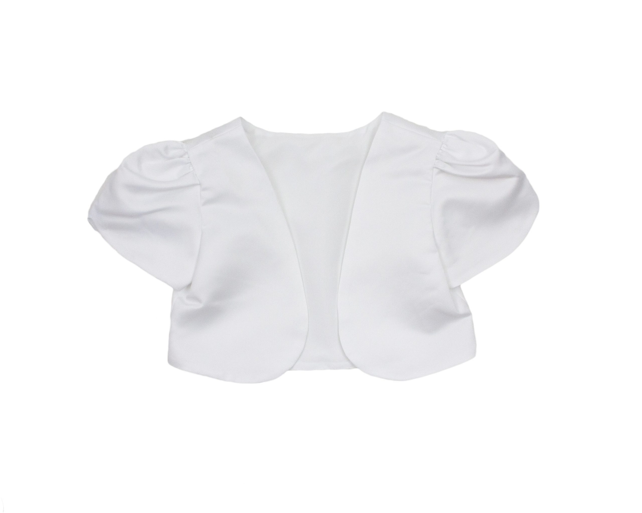 Girls Short Sleeve Bolero in White | Little Giants Ltd