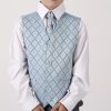 4pc Grey Dobby Suit in Blue-1115
