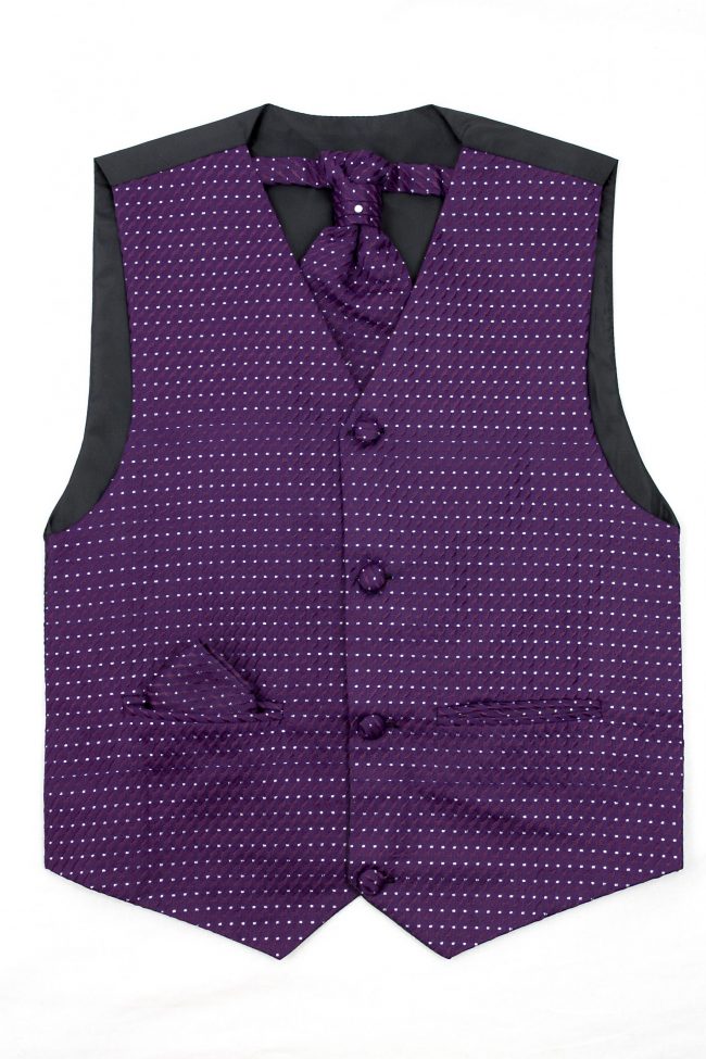 3PC Vivaki Diamond Waistcoat Set in Purple-0