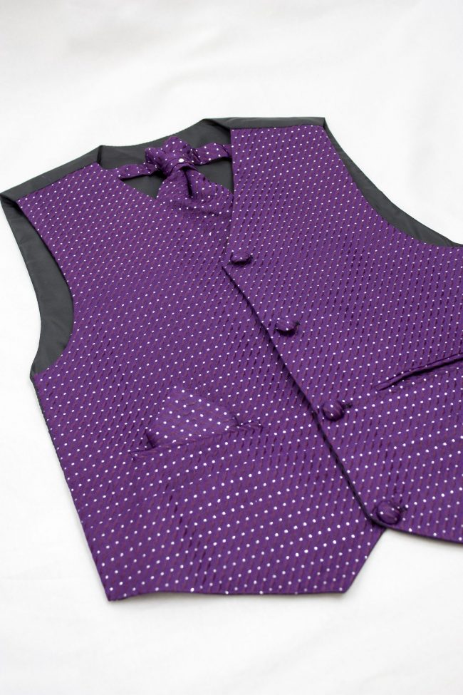 3PC Vivaki Diamond Waistcoat Set in Purple-1230