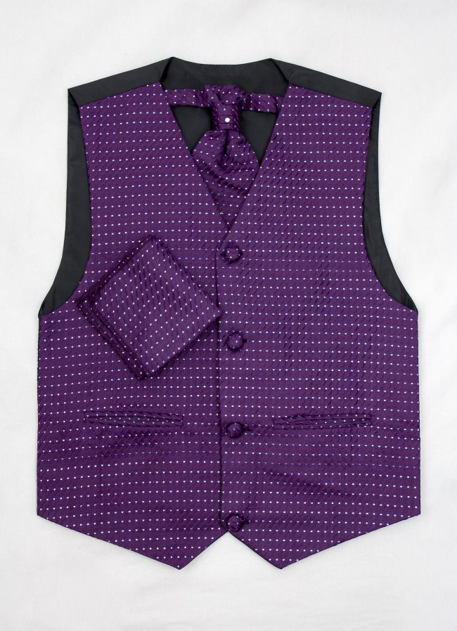 3PC Vivaki Diamond Waistcoat Set in Purple-1231