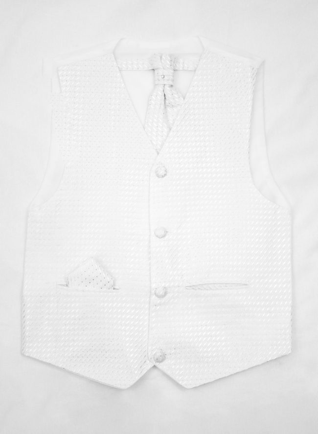 3PC Vivaki Diamond Waistcoat Set in White-0