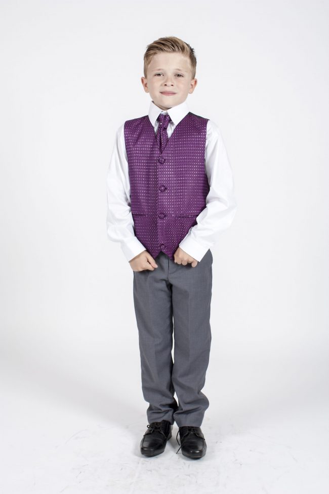 5 piece grey/ purple diamond tailcoat -1370