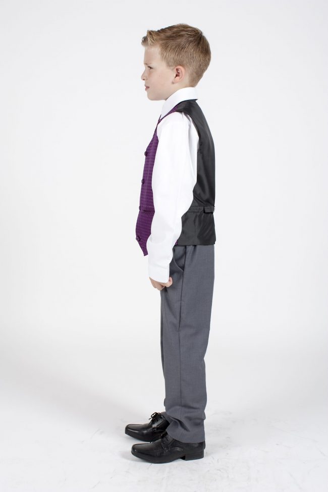 5 piece grey/ purple diamond tailcoat -1372