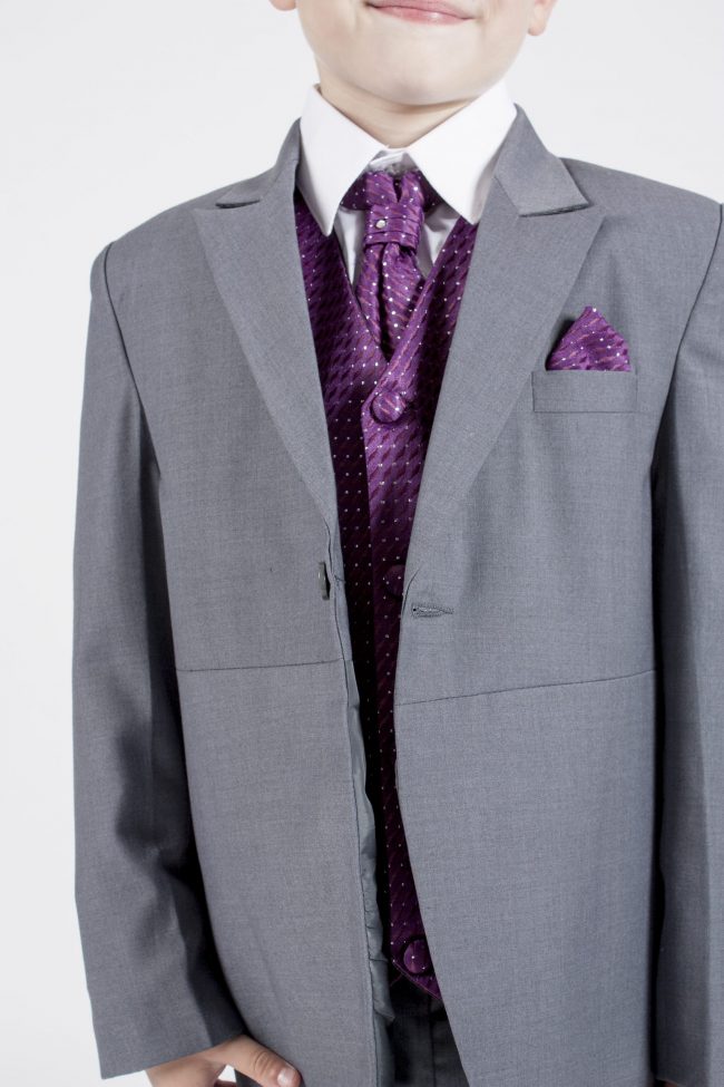 5 piece grey/ purple diamond tailcoat -1366