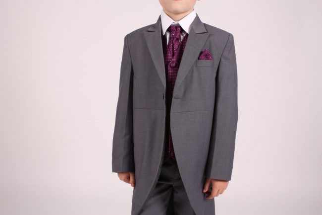 5 piece grey/ purple diamond tailcoat -1367