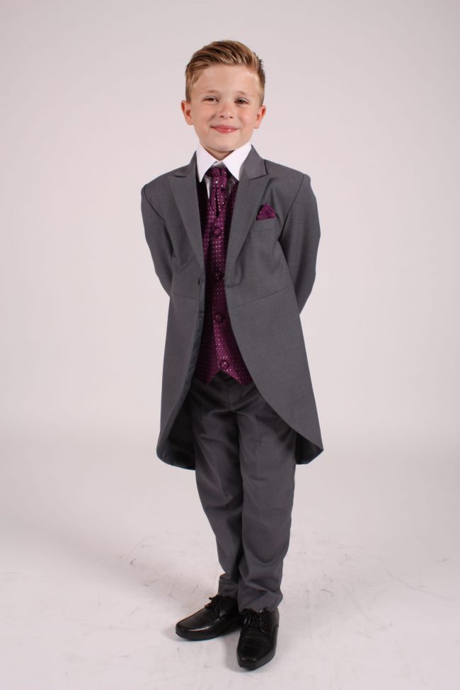 5 piece grey/ purple diamond tailcoat -1368