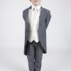 5 piece grey/cream Dobby tailcoat -0
