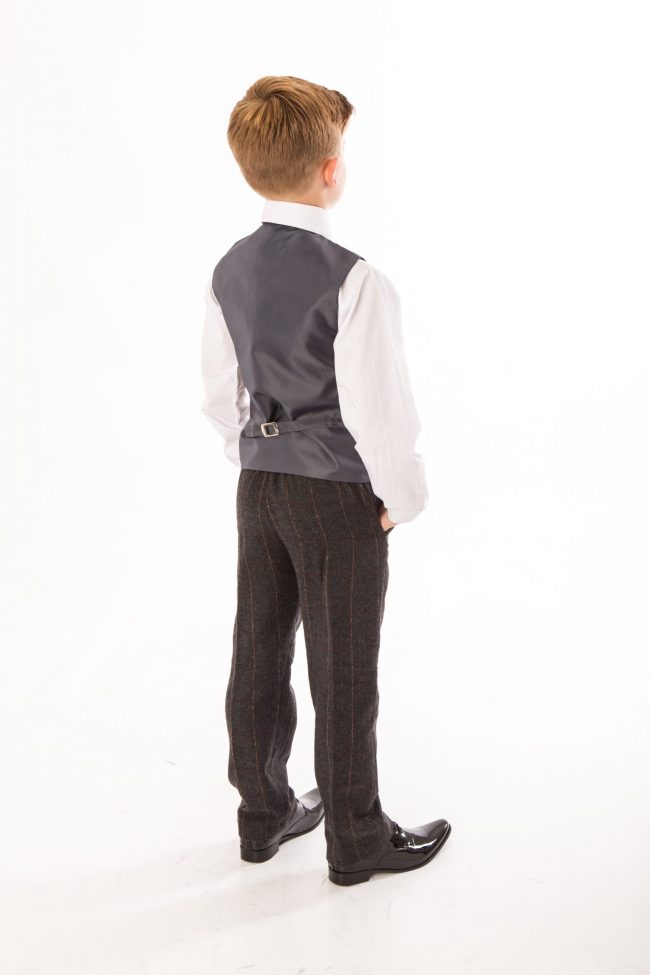 4 piece boys grey check tweed -1427