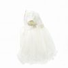 Cream Embroidery Flower Dress with Short Sleeve-1495