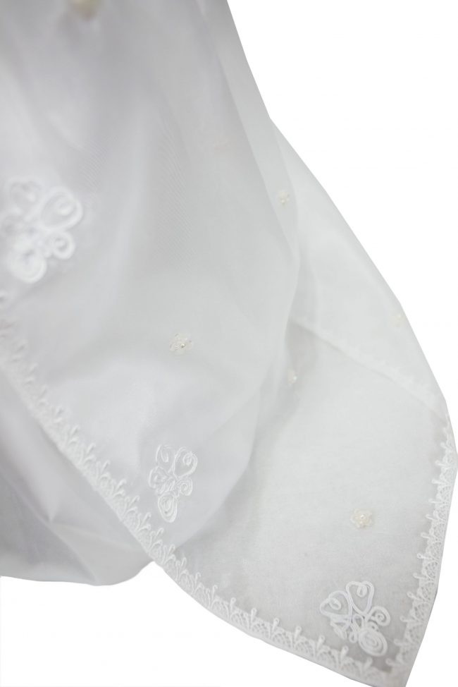 White lace with detailed trail Christening dress -1523