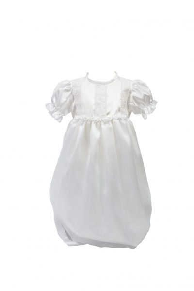 White detailed floral christening dress-0