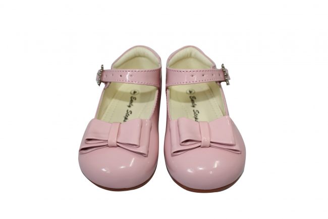 Girls Patent Pink Shoe With Bow-1574
