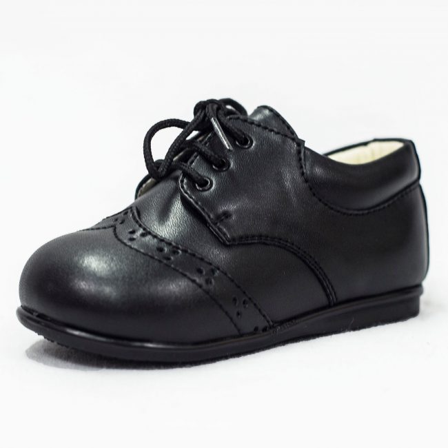 Boys Easy Steps Brogue Black Matte-0