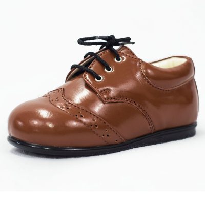 Boys Early Steps Brogue Brown Patent-0