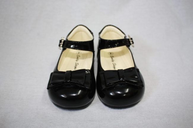 Girls Patent Black Shoe With Bow-0