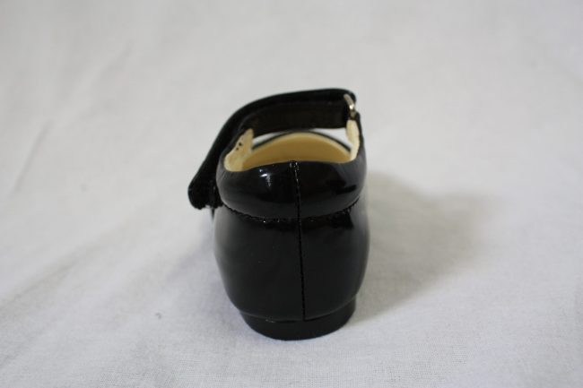 Girls Patent Black Shoe With Diamond Strip-1577