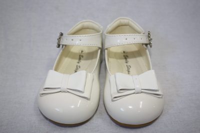 Girls Patent White Shoe With Bow-0