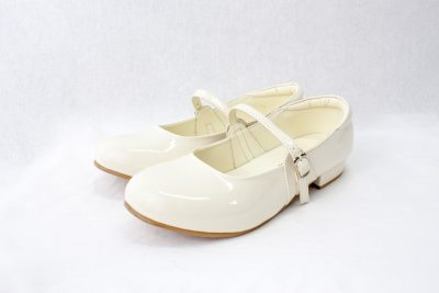Girls Visara Patent Cream Crystal Shoe-0