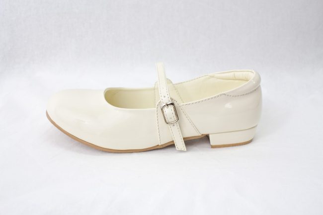 Girls Visara Patent Cream Crystal Shoe-1595