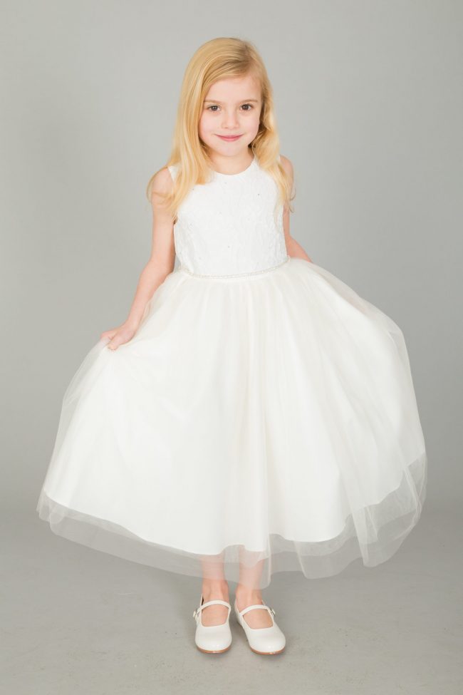 Girls Emboss Design with Sparkles in IVORY-1631