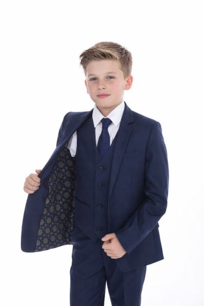 5 piece Navy Check Suit