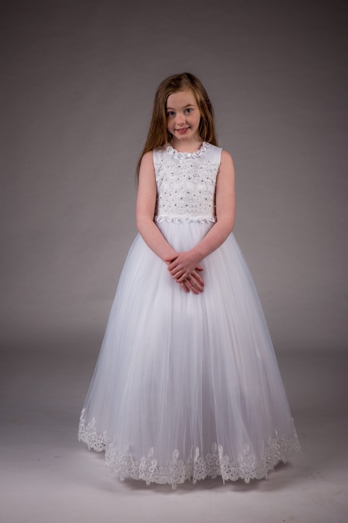 Girls White Communion Gown Age 6-14 Year GACH216