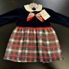 Girls Visara Check Dress Navy-0