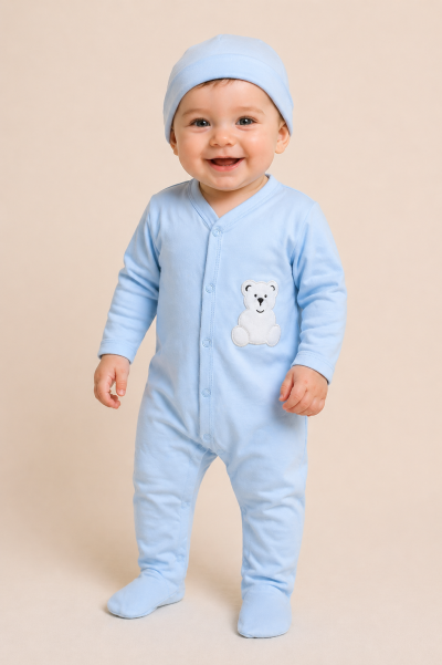 V2607 BABY BOYS ROMPER BLUE