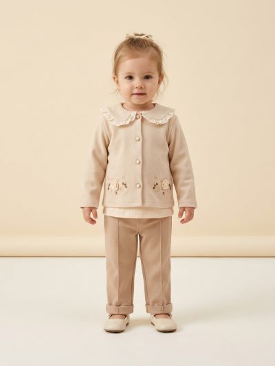 5208 GIRLS LEGGING SET BEIGE